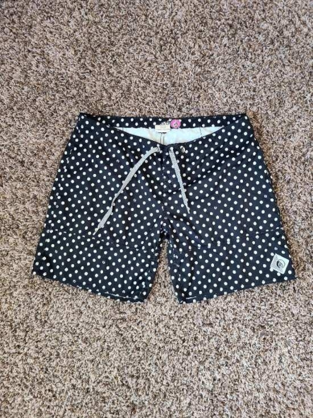 Volcom Black Swim Shorts with White Polka Dots (Women)